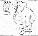 Lantern Worker Holding Outline Coloring Illustration Female Royalty Djart Vetor Clip Clipart sketch template