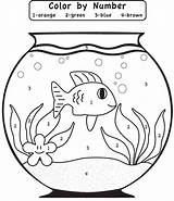 Number Color Kindergarten Fish Bowl Easy Preschool sketch template