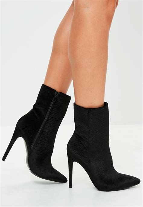 Missguided Black Stiletto Heel Pointed Ankle Boots Pointed Ankle