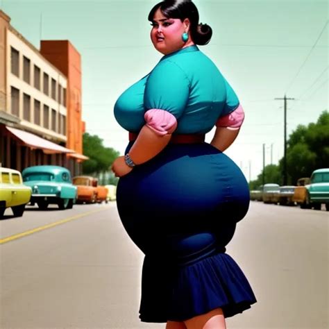 ai photo manipulation 1960s fat ssbbw mexican woman with huge ass