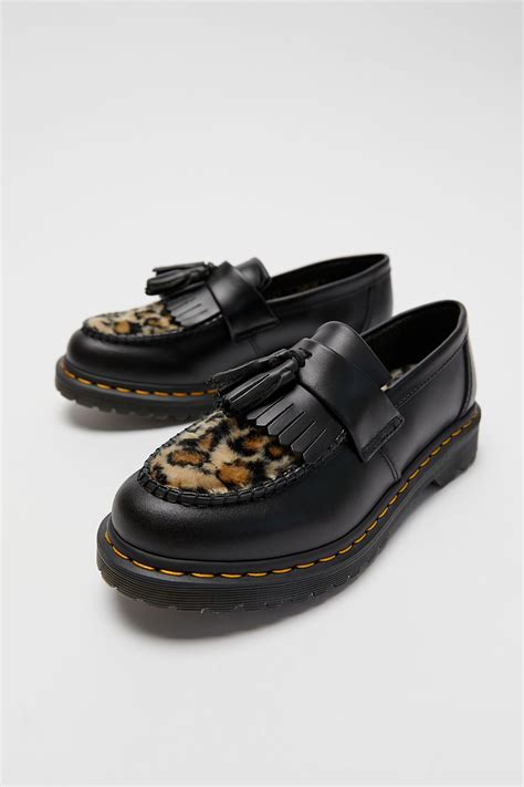 dr martens adrian tassel leopard loafer urban outfitters