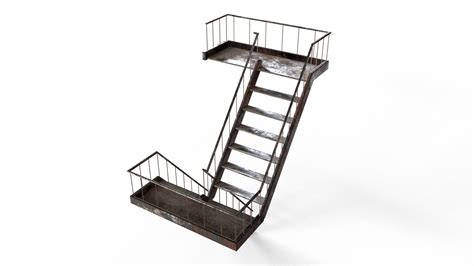 Industrial Stairs Game Ready Fully 3d Model