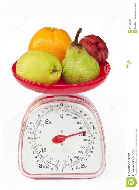 kitchen weight scale  diversity fruit stock photo