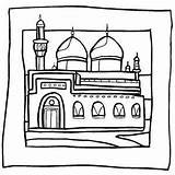 Mosque Masjid Mewarnai Isra Miraj Monumentos Islam Sukses Ramadan Yayasan Batam sketch template