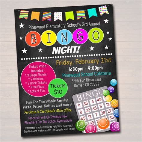 bingo night event flyer template tidylady printables