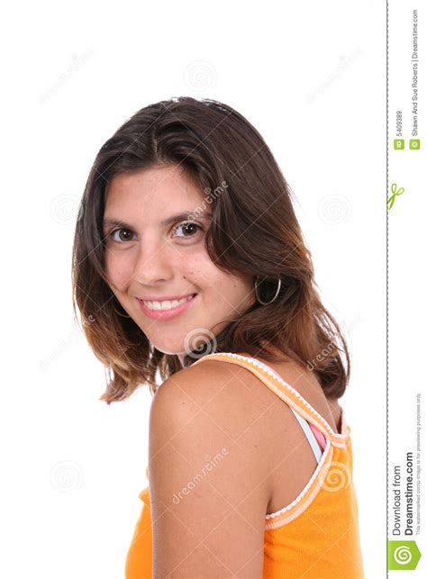 sassy brunette in yellow stock image image of girl tank 5409389