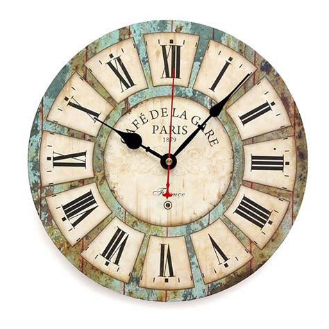 vintage ronde houten wandklok horloge europese sti grandado