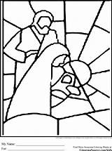 Stained Glass Coloring Window Pages Christmas Kids Nativity Simple Angel Scene Outline Drawing Printables Noel Printable Crafts Adult Cross Popular sketch template