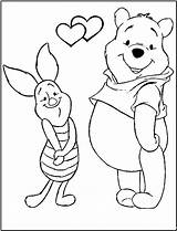 Pooh Coloring Winnie Pages Printable Valentine Kids sketch template