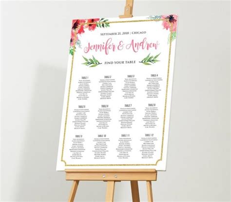 Wedding Seating Chart Editable Seating Plan Instant Download Diy