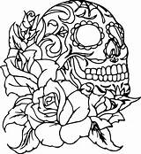 Coloring Skull Pages Roses Skulls Rose Easy Drawing Dead Cross Candy Cool Printable Mexican Flowers Sugar Color Print Sheets Tattoo sketch template