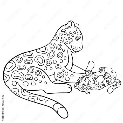 coloring pages cute jaguar smiles stock vector adobe stock