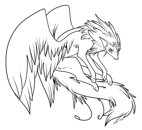 winged wolf anime wolf coloring page coloring home