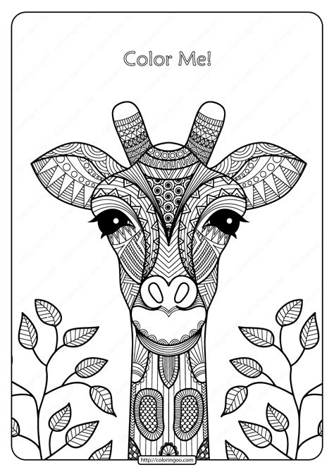 printable giraffe mandala  coloring page