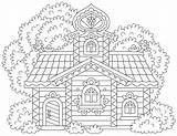 Cabin Log Coloring Ornate Stock Depositphotos sketch template