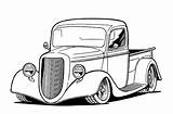 Rod Hot Drawing Cars Ford Rat Drawings Car Pages Tractor Old Truck Coloring Classic Chevy Line Illustrations Trucks Color Printable sketch template