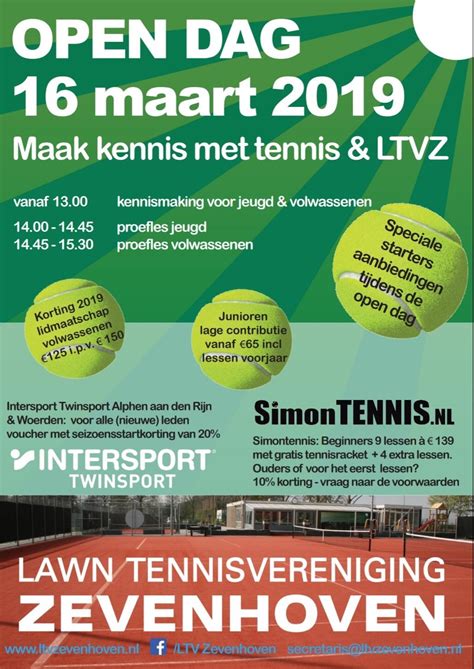 open dag flyer tennisvereniging zevenhoven sport