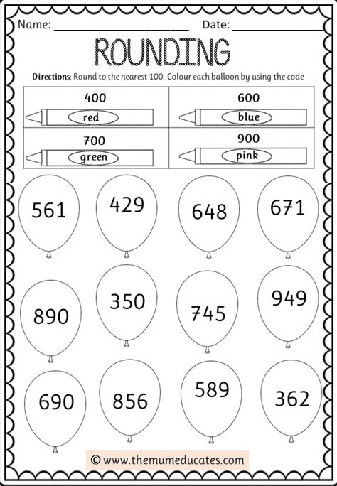 grade  place  rounding worksheets  printable  learning