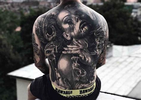 Men Full Back Tattoo