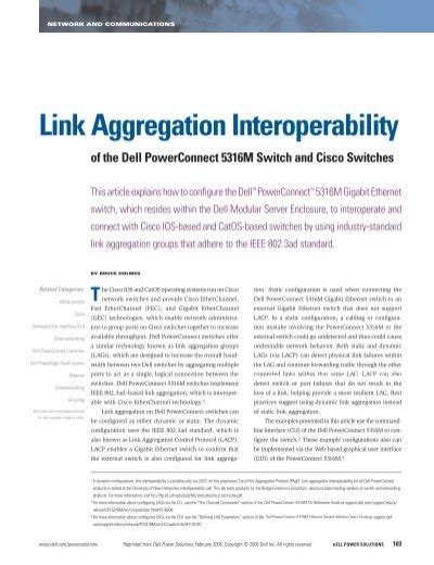 link aggregation interoperability   dell powerconnect