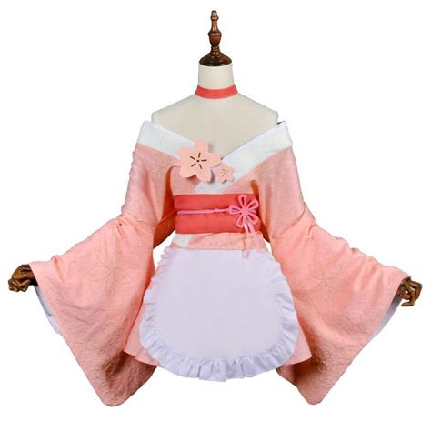 re zero japanese anime rem cherry blossom maid kimono dress cosplay