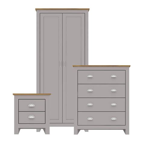 lpd lancaster grey oak  piece bedroom set chest