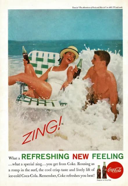 1960s Original Vintage Coca Cola Swimsuit Beach Fashion Photo Print Ad