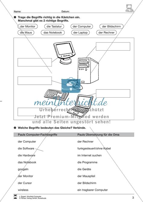 wortfeld computer uebungen und loesung meinunterricht