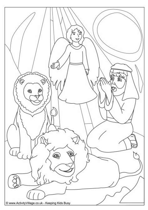 daniel   lions den colouring page childrens church sunday