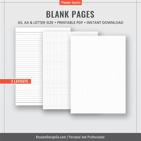 blank pages dot grid grid lined   letter size filofax