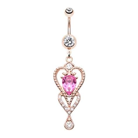 Soigné Heart Belly Dangle In Summer Rose Belly Button