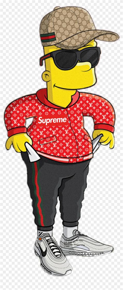 bart simpson supreme gucci sunglasses rich trap bart simpson supreme gucci hd png