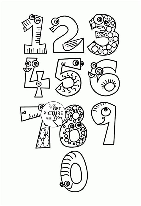 monster numbers coloring pages  kids counting numbers printables  wuppsycom summer