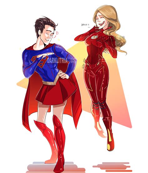 Supergirl And Flash Suit Swap By Darklitria On Deviantart