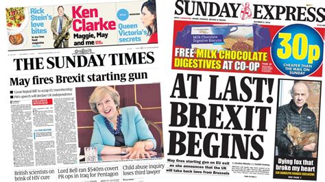 newspaper headlines brexit dominates sunday papers bbc news