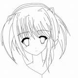 Anime Coloring Cute Girl Pages Lineart Girls Face Easy Eyes Drawings Manga Female Popular Deviantart Templates Template Coloringhome sketch template