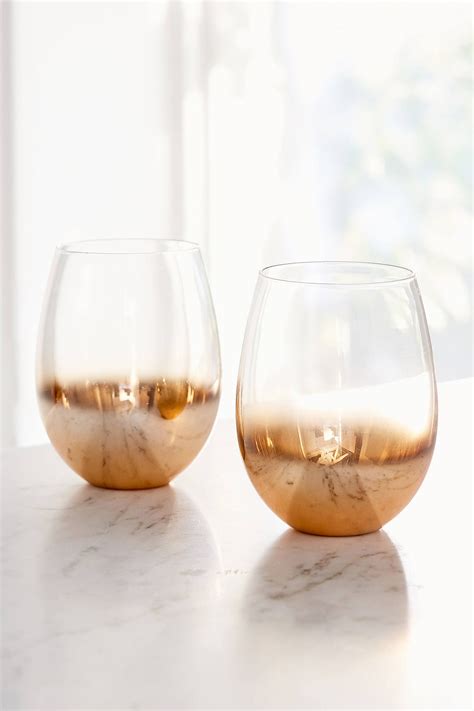 metallic ombre stemless wine glass set of 2 wine glass