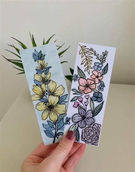 set   floral bookmarks etsy