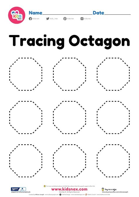 octagon shape worksheet tracing  preschool  kindergarten