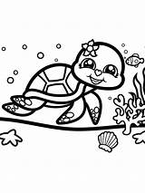 Turtle Coloring Sea Pages Printable Color Animals Kids Print Colors sketch template
