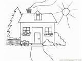 House Houses Coloring Printable Pages Color Architecture Easy sketch template