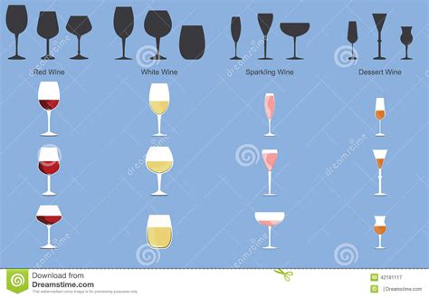 Types Of Wine And Glasses Stock Vector Illustration Of Drink 42181117