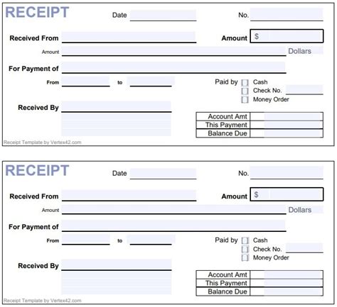 cash payment receipt template excel word  excel tmp