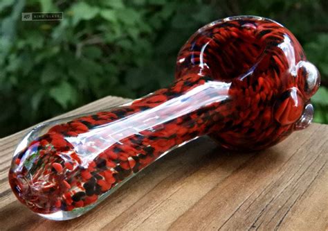 thick glass smoking pipe set red and black size medium american made