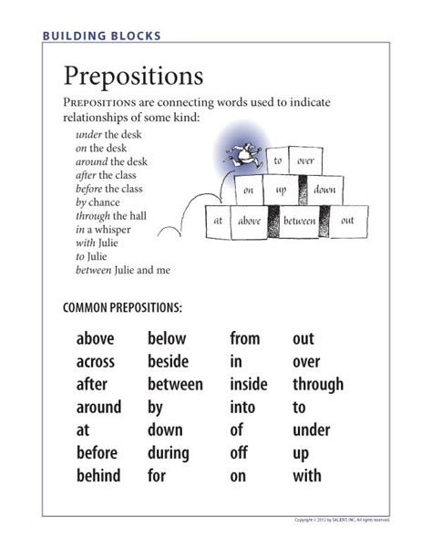 printable worksheets  prepositional phrases grade  learning