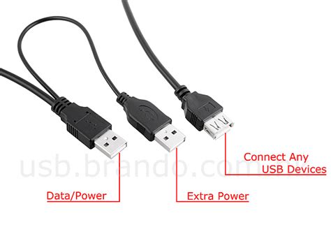 dual power usb  extension cable