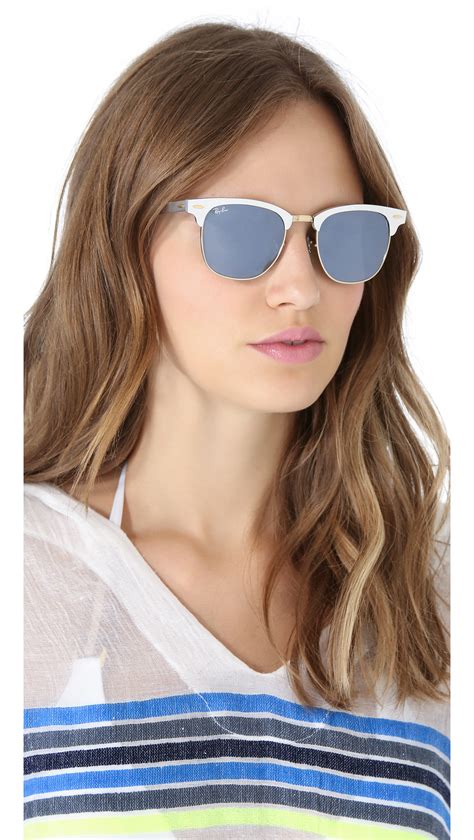 lyst ray ban oversized clubmaster sunglasses in metallic