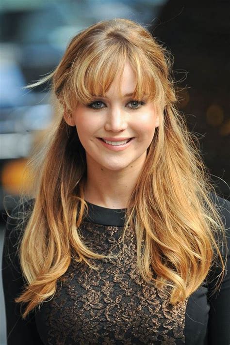 fringe benefits how to choose the right style for your face shape jennifer lawrence smile