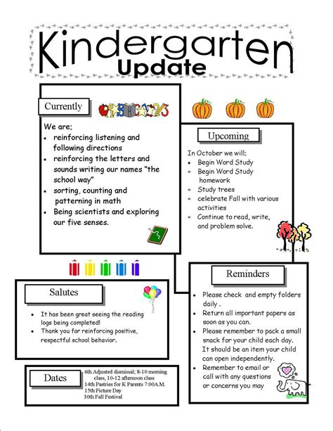 awesome kindergarten newsletter template numbers   worksheet