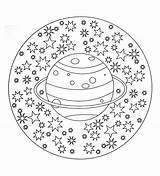 Mandala Coloring Mandalas Color Kids Pages Simple Planet Stars Easy Zen Sheets Universe Colouring Printable Children Adults Relax Adult Stress sketch template